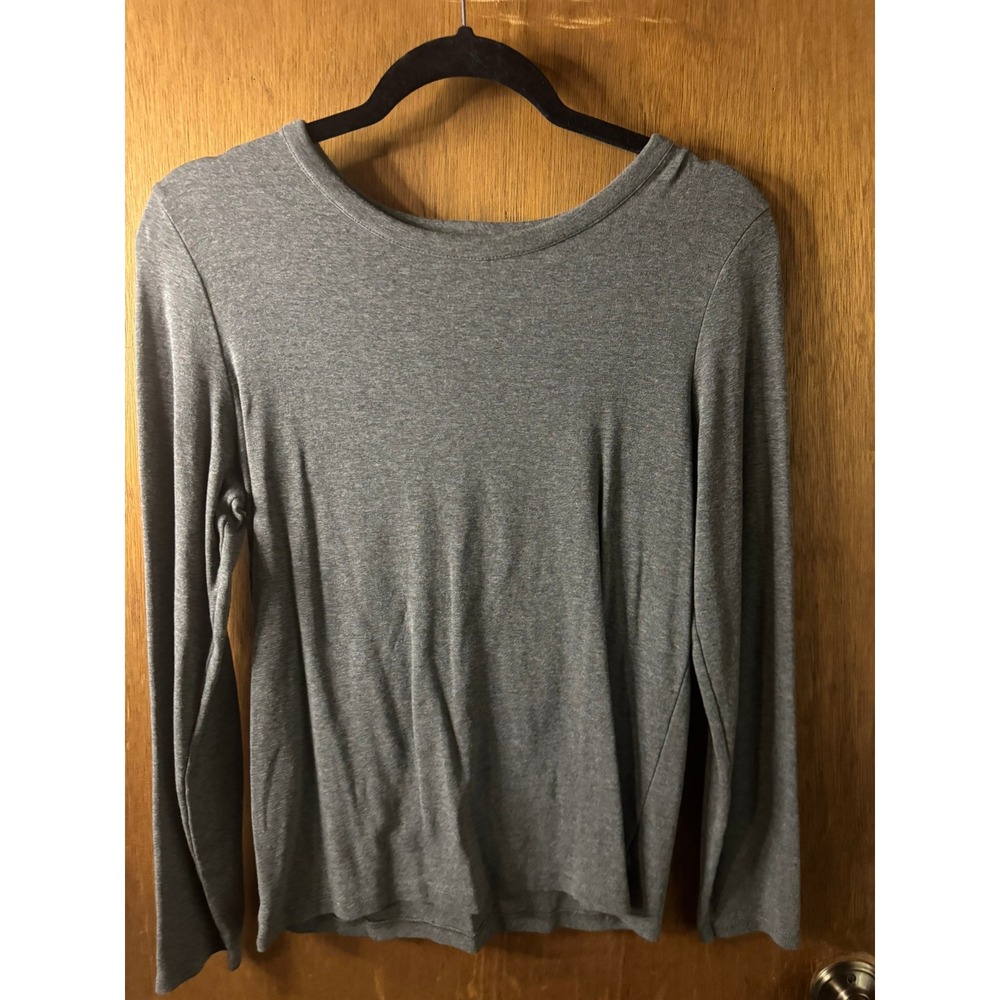 Jones & Co Jones New York Gray Long Sleeve Scoop Neck Classic Fit Top Large